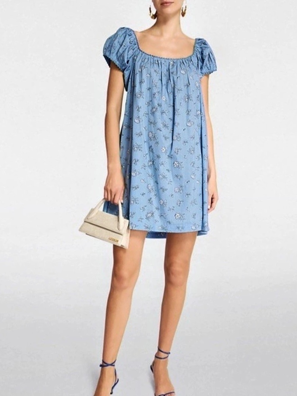 Doen Floral Mini Dress in Blue Floral Like New
